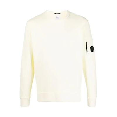 C.P. Company SS22 Yellow Logo Crewneck Cotton Sweatshirt Long Sleeve Men 12CMSS319A005398S-204