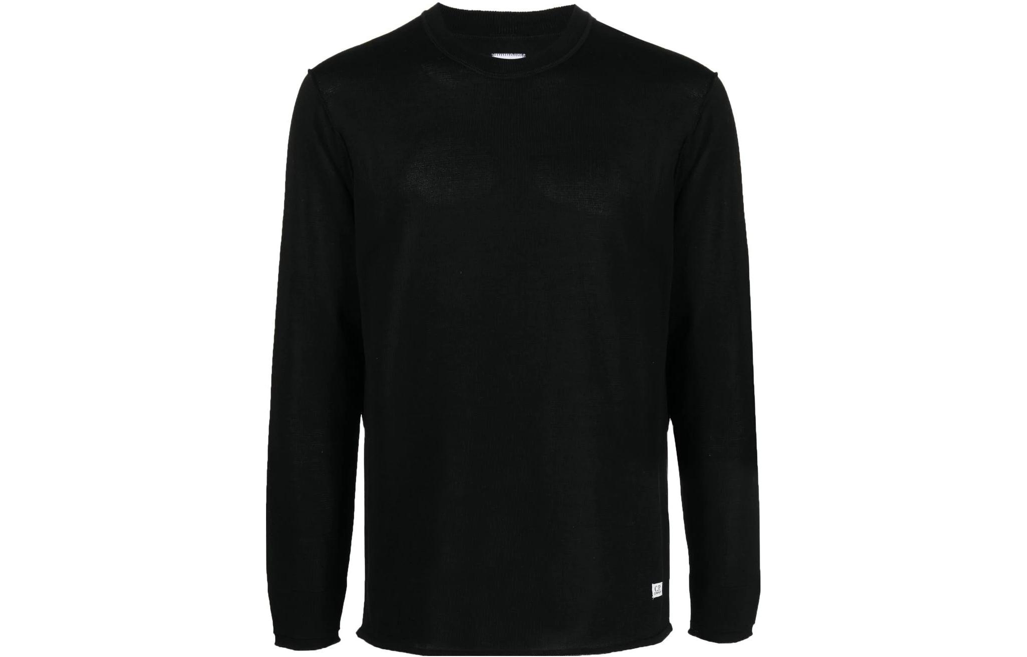 C.P. Company SS23 Black Crewneck Sweatshirt with Logo Print 14CMKN329A006519A999