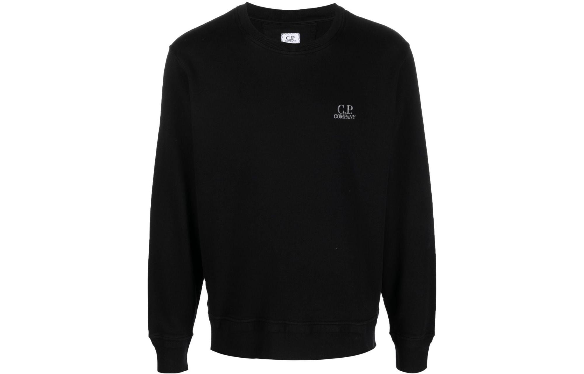 C.P. Company SS23 Black Crewneck Sweatshirt with Logo Embroidery Men’s 14CMSS136B005398G999