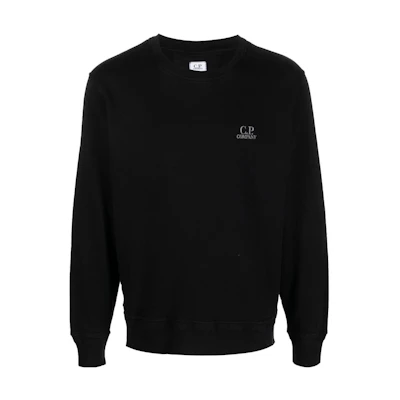 C.P. Company SS23 Black Crewneck Sweatshirt with Logo Embroidery Men’s 14CMSS136B005398G999