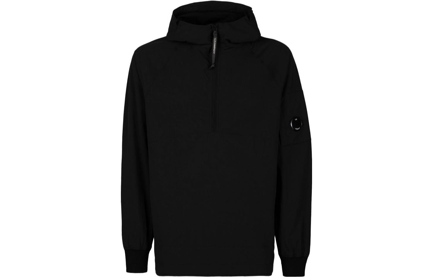 C.P. Company SS23 Black Hooded Zip-Up Sweatshirt 14CMSS180A5669G999