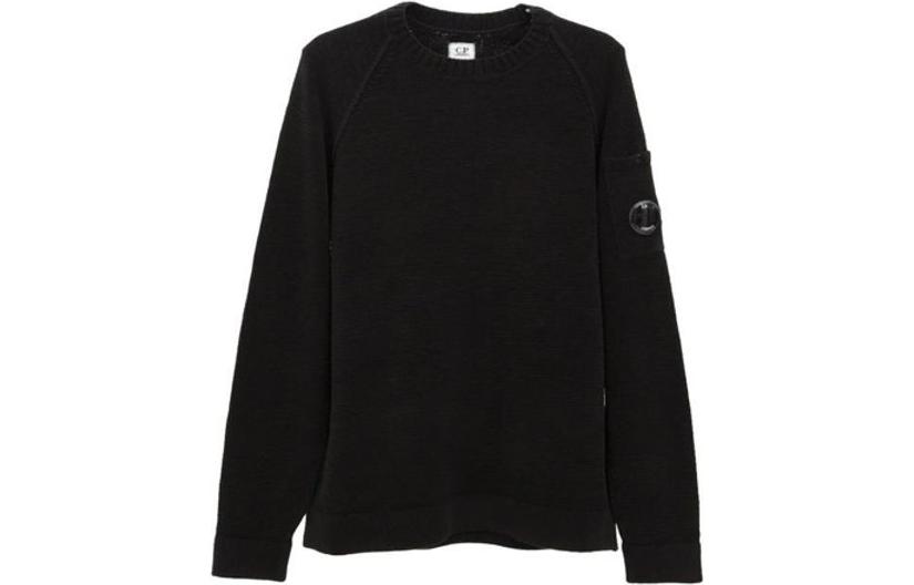 C.P. Company SS23 Black Logo Crewneck Long Sleeve Sweatshirt 14CMKN028A5687G999