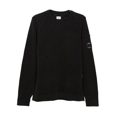 C.P. Company SS23 Black Logo Crewneck Long Sleeve Sweatshirt 14CMKN028A5687G999