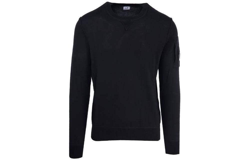 C.P. Company SS23 Black Logo Patch Crewneck Sweatshirt 14CMKN127A004037A999