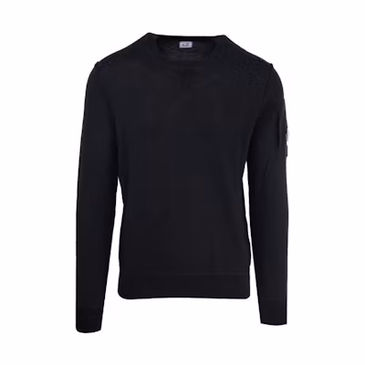 C.P. Company SS23 Black Logo Patch Crewneck Sweatshirt 14CMKN127A004037A999