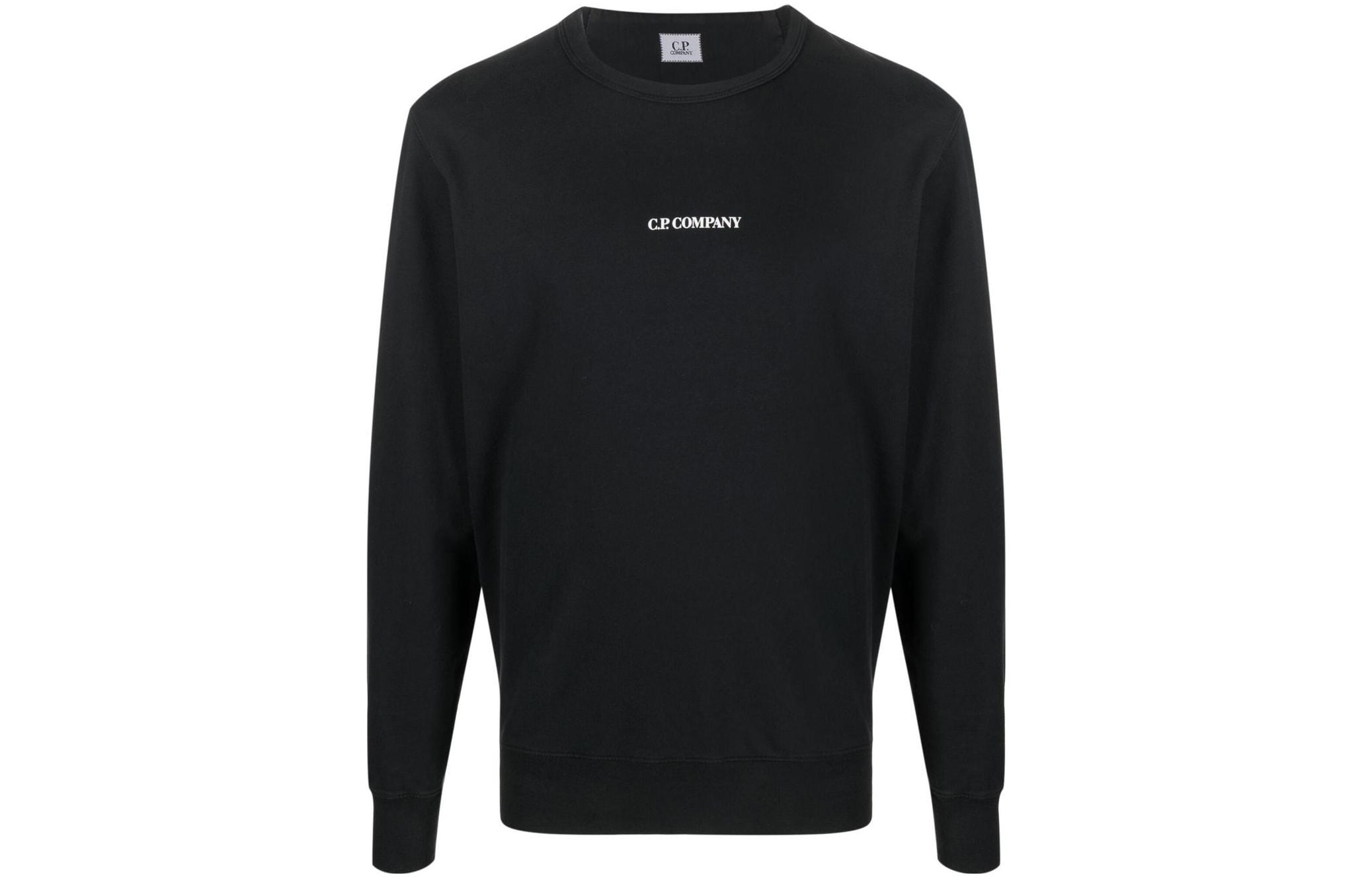 C.P. Company SS23 Black Logo Print Crewneck Long Sleeve Sweatshirt Men 14CMSS132A002246G999