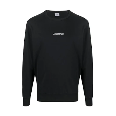 C.P. Company SS23 Black Logo Print Crewneck Long Sleeve Sweatshirt Men 14CMSS132A002246G999