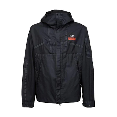 C.P. Company SS23 Black Logo Print Long Sleeve Jacket for Men 14CMOW105A006366G
