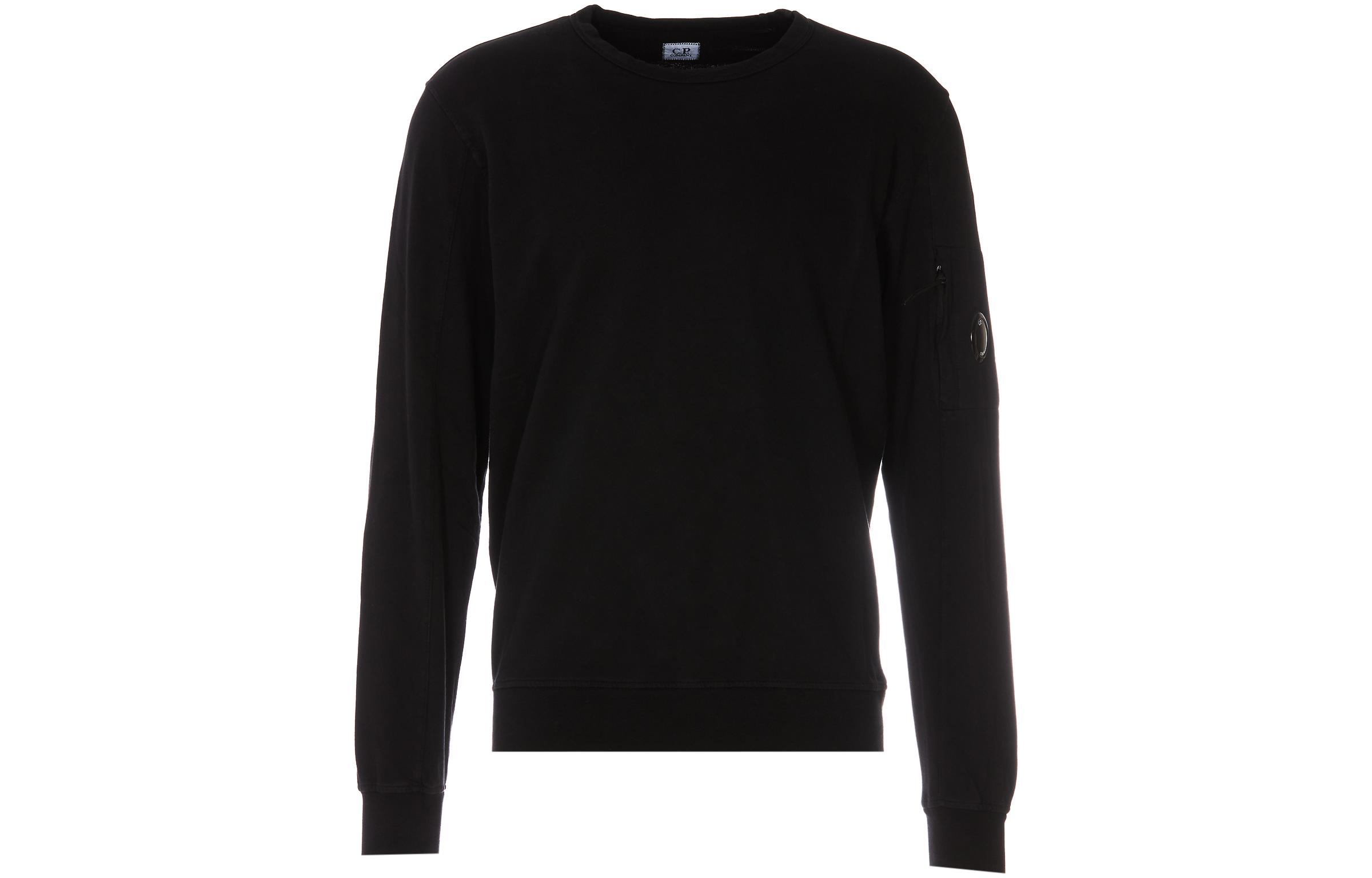 C.P. Company SS23 Black Long-Sleeve Sweatshirt with Lens Detail for Men 14CMSS032A002246G999