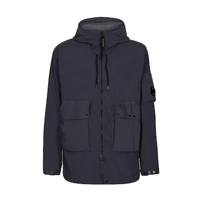 C.P. Company SS23 Black Oversized Pocket Long Sleeve Hoodie Jacket 14CMOW225A005864G999