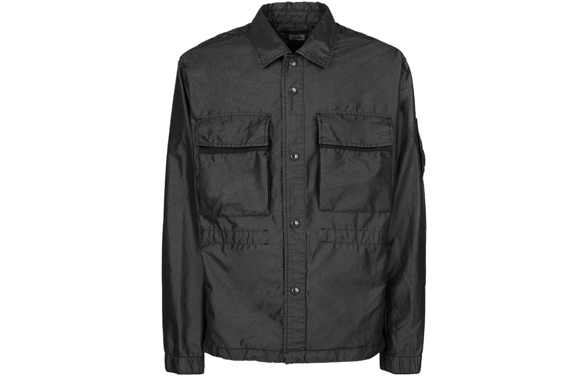 C.P. Company SS23 Black Single-Breasted Collared Long-Sleeve Jacket 14CMOS249A006537M999