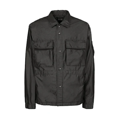 C.P. Company SS23 Black Single-Breasted Collared Long-Sleeve Jacket 14CMOS249A006537M999