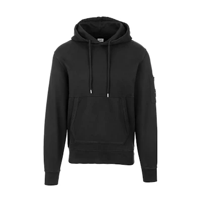 C.P. Company SS23 Black Solid Color Drawstring Hoodie 15CMSS009A006372G999