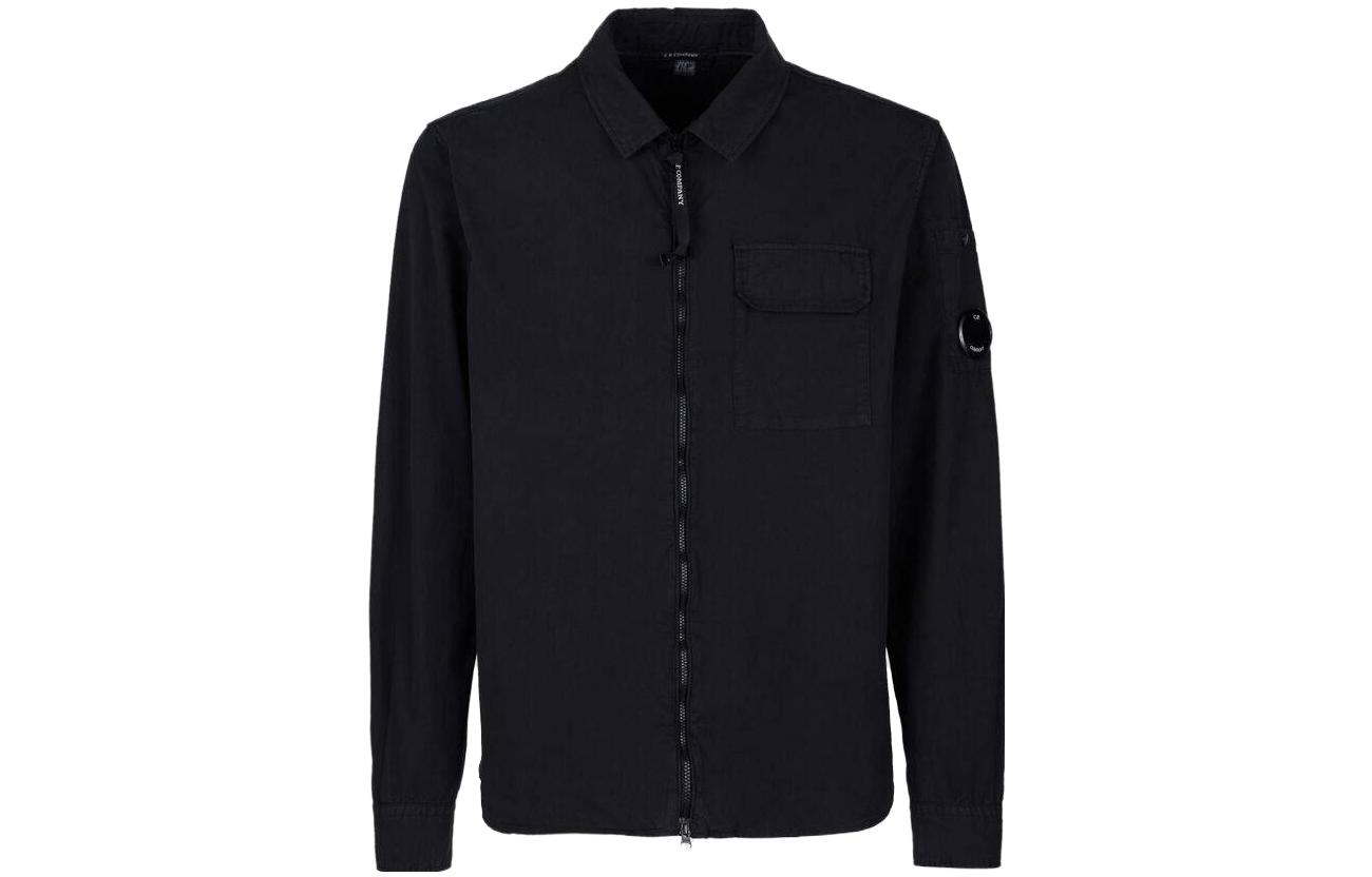C.P. Company SS23 Black Solid Color Long Sleeve Jacket with Dual Pockets 14CMSH158A002824G999