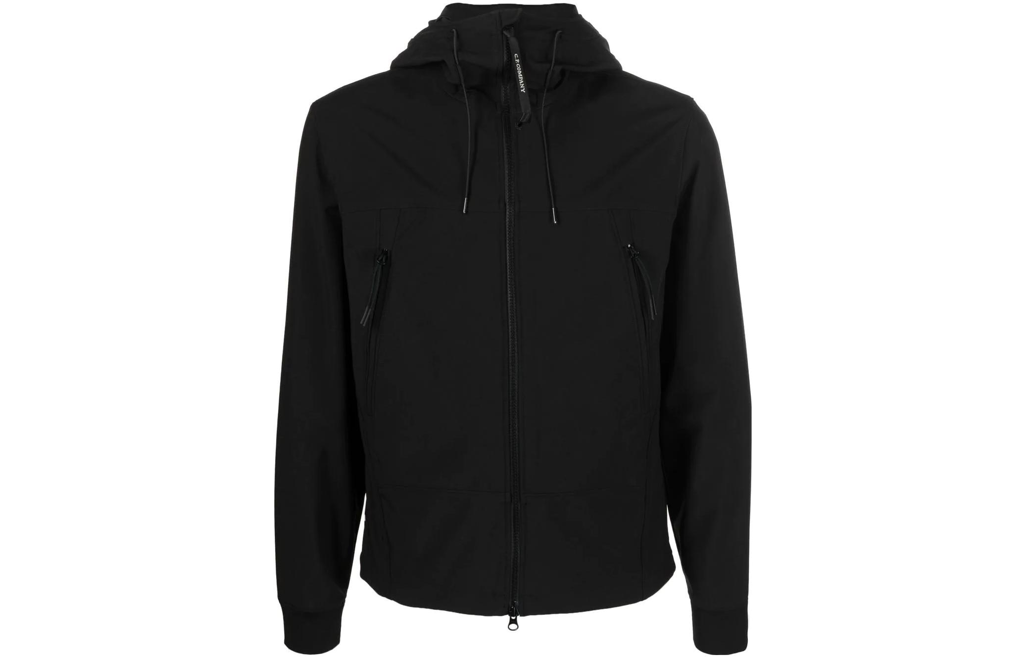 C.P. Company SS23 Black Solid Zip-Up Hooded Jacket 14CMOW001A005968A999