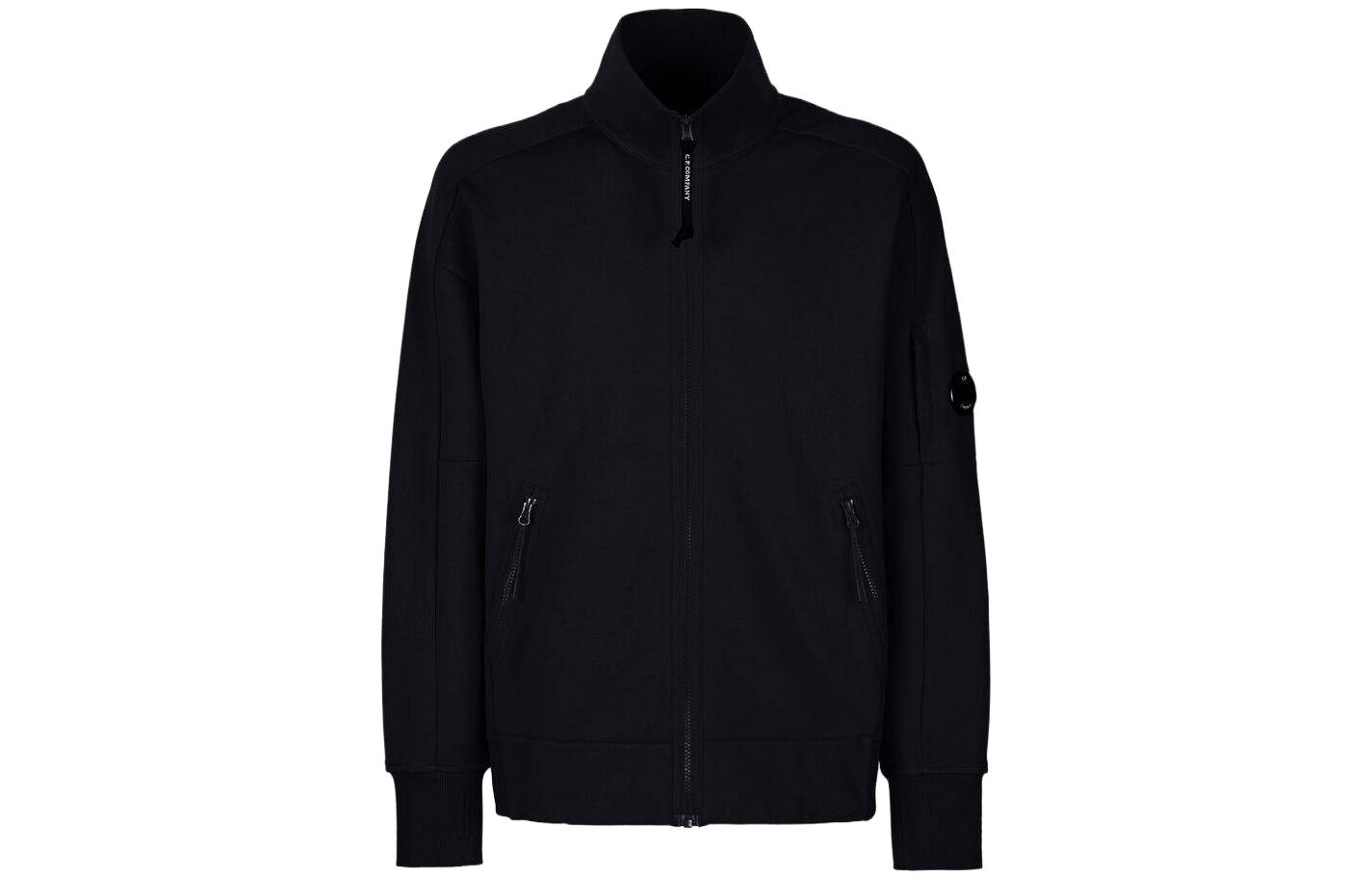 C.P. Company SS23 Black Zip-Up Stand Collar Jacket Long Sleeve 14CMSS061A005086W999