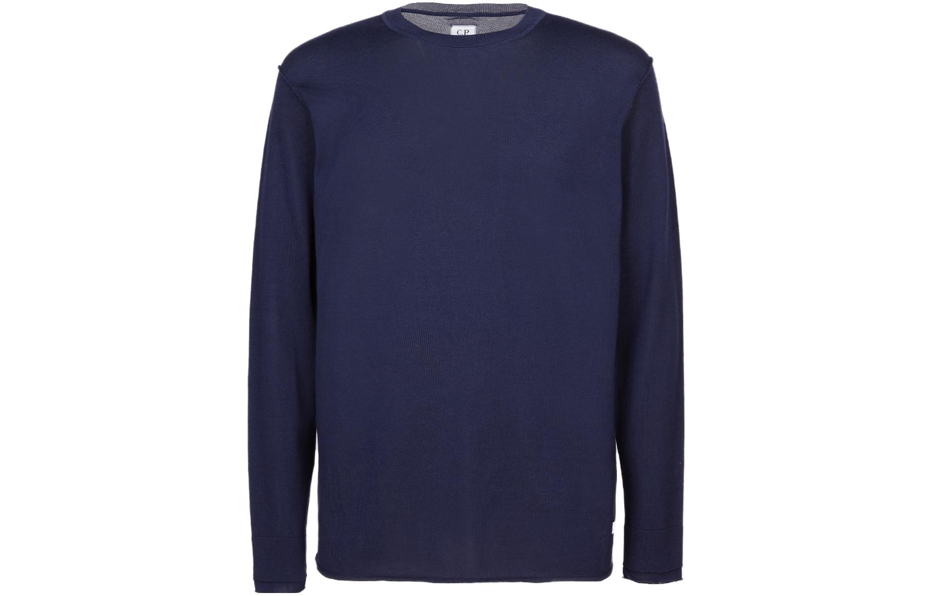 C.P. Company SS23 Blue Cotton Crewneck Pullover Sweatshirt Long Sleeve 14CMKN329A006519A868