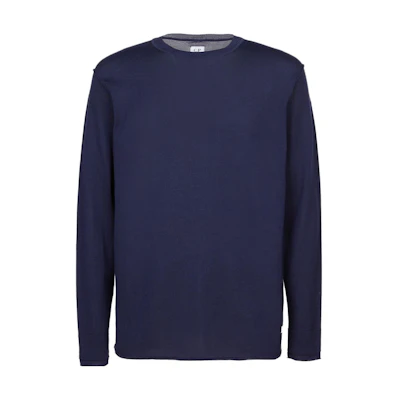C.P. Company SS23 Blue Cotton Crewneck Pullover Sweatshirt Long Sleeve 14CMKN329A006519A868
