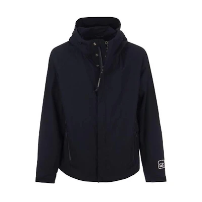 C.P. Company SS23 Blue Logo Print Casual Hooded Jacket for Men 14CMOW018A006450A888