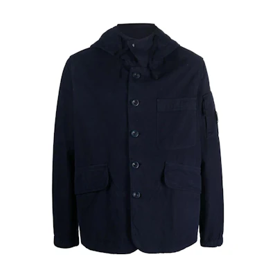 C.P. Company SS23 Blue Solid Color Hooded Long-Sleeve Loose Jacket 14CMOW246A006354G868