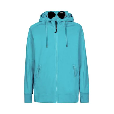 C.P. Company SS23 Blue Solid Color Zip-Up Hoodie Jacket 14CMSS082A005086W825