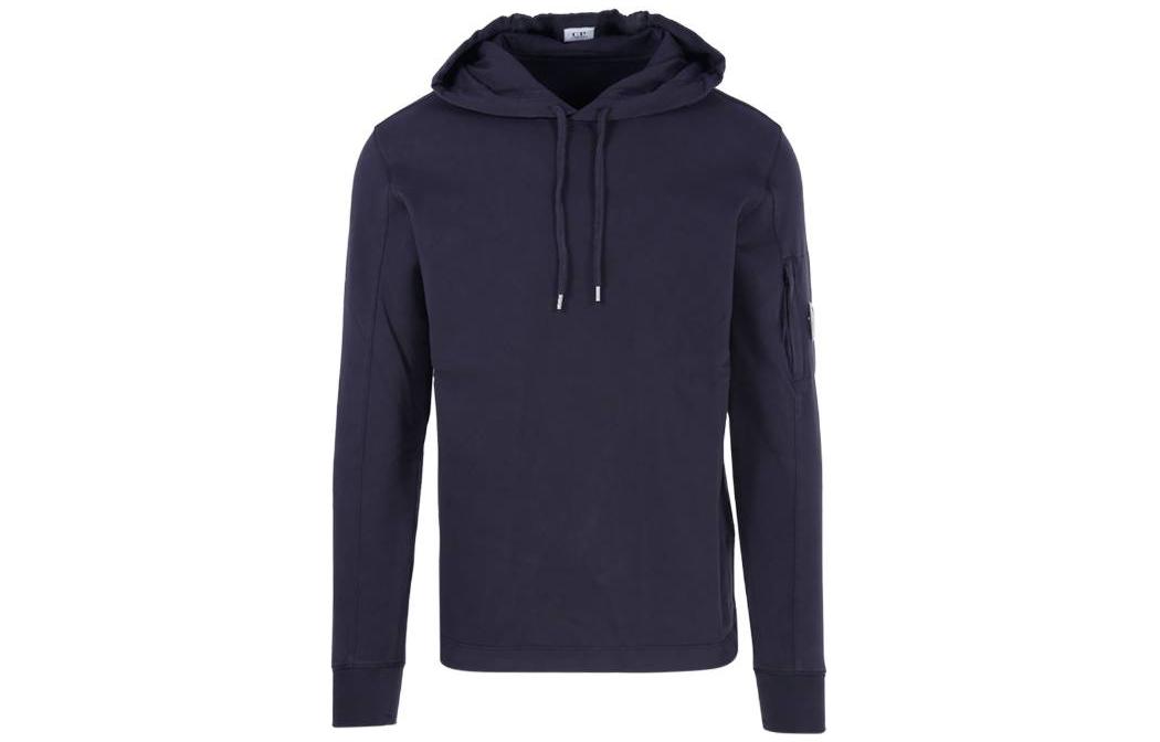 C.P. Company SS23 Blue Solid Logo Patch Drawstring Hoodie 14CMSS033A002246G888