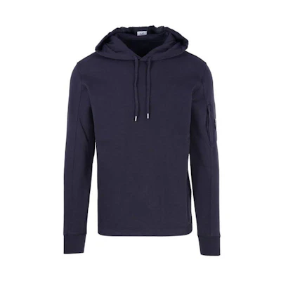 C.P. Company SS23 Blue Solid Logo Patch Drawstring Hoodie 14CMSS033A002246G888