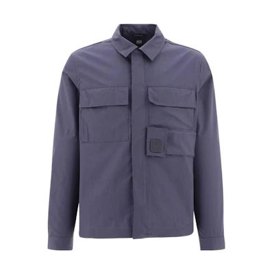 C.P. Company SS23 Blue Solid Long-Sleeve Jacket with Dual Pockets 14CMSH072A006472A884