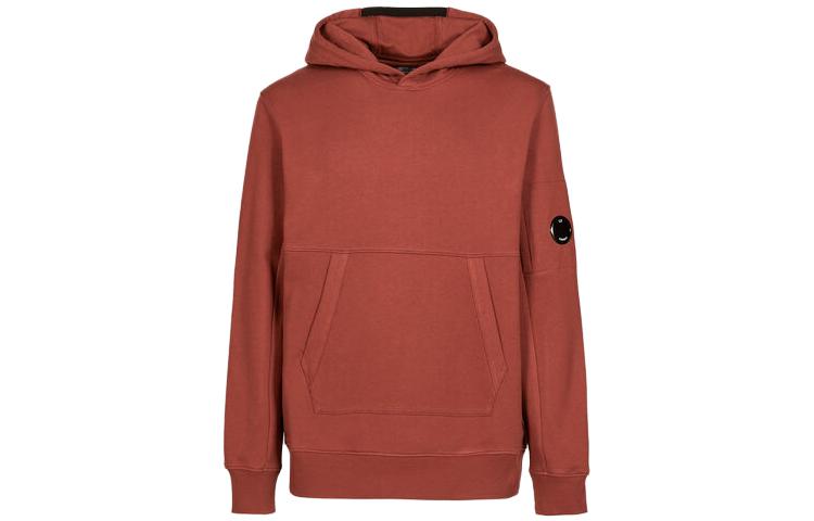 C.P. Company SS23 Brick Red Iconic Lens Hoodie for Men 14CMSS023A005086W349