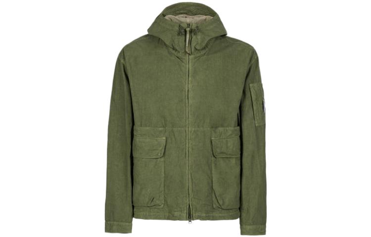 C.P. Company SS23 Bronze Green Pocket Zip-Up Hoodie Jacket 14CMOW176A006456G648