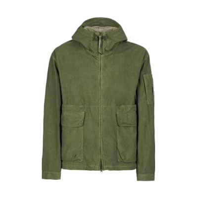 C.P. Company SS23 Bronze Green Pocket Zip-Up Hoodie Jacket 14CMOW176A006456G648