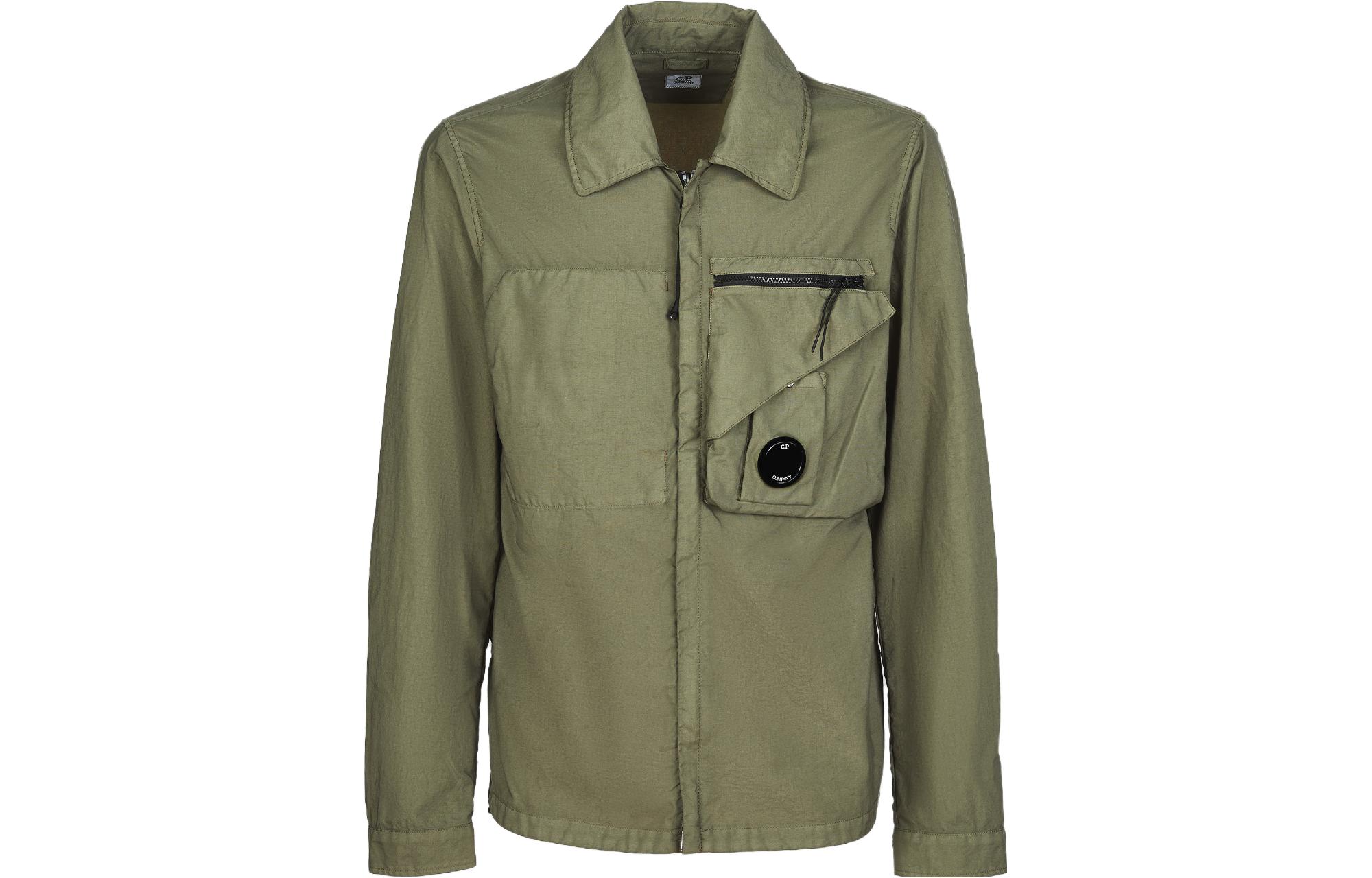 C.P. Company SS23 Bronze Green Zip-Up Jacket with Lens Detail Collar 14CMOS103A005782G648