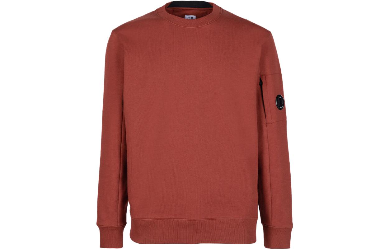 C.P. Company SS23 Brown Crewneck Sweatshirt with Lens Detail 14CMSS022A005086W349