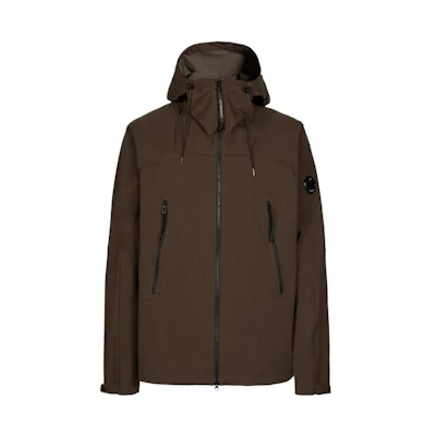 C.P. Company SS23 Brown Hoodie Jacket with Logo Patch for Men 14CMOW003A004117A365
