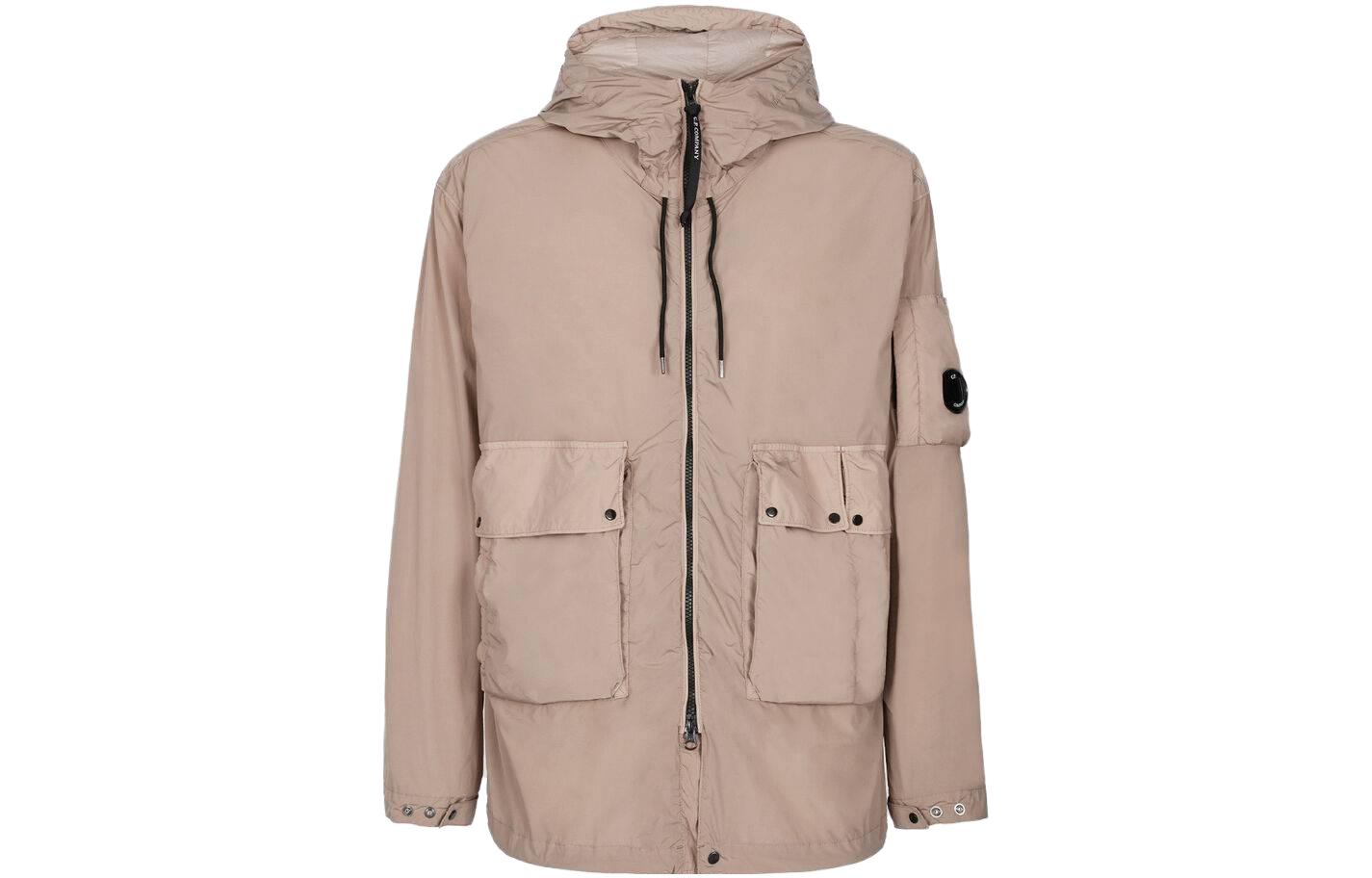 C.P. Company SS23 Brown Long-Sleeve Hoodie Jacket with Large Pocket Men’s 14CMOW225A005864G330