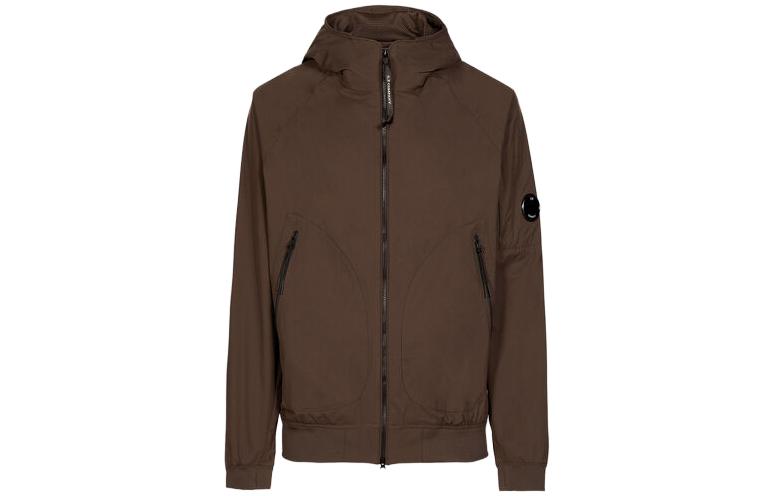 C.P. Company SS23 Brown Solid Lens Detail Zip Jacket 14CMOW095A004117A365