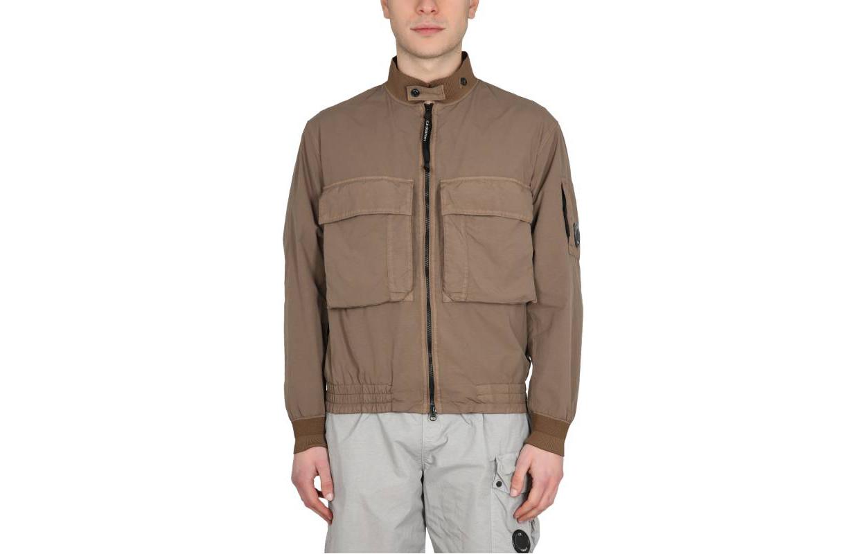 C.P. Company SS23 Brown Zip-Up Stand Collar Jacket 14CMOW224A005991G339