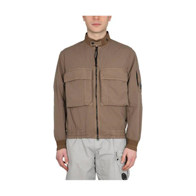 C.P. Company SS23 Brown Zip-Up Stand Collar Jacket 14CMOW224A005991G339