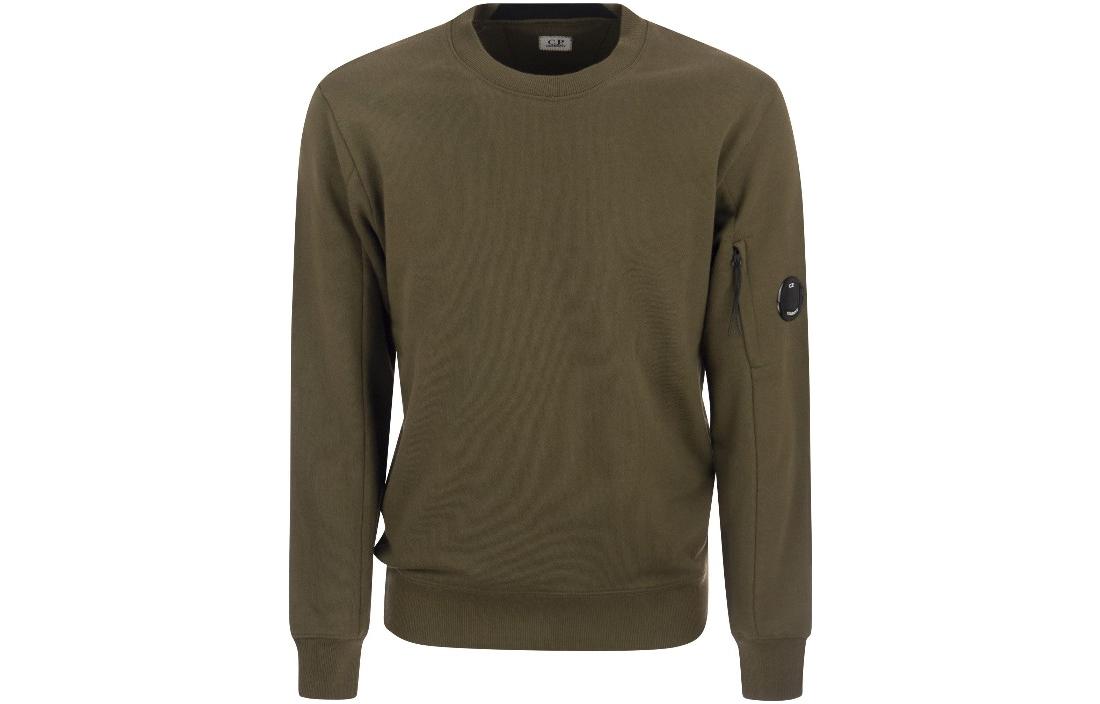 C.P. Company SS23 Crewneck Sweatshirt Olive Green with Lens Detail - 14CMSS022A005086W339