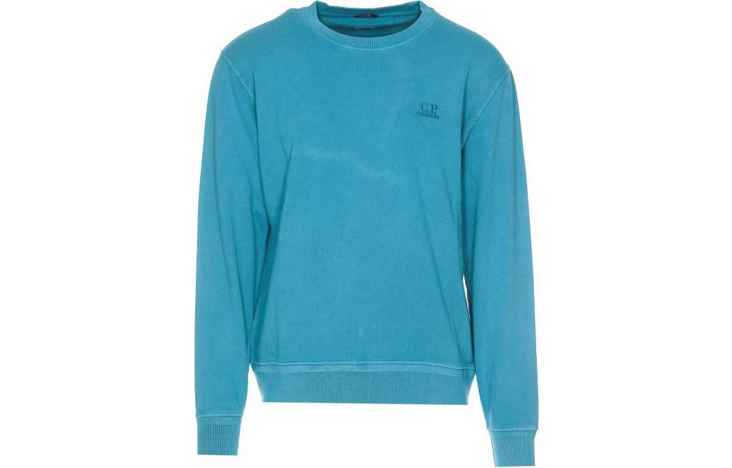 C.P. Company SS23 Embroidered Logo Crewneck Long Sleeve Sweatshirt Blue Men 14CMSS136B005398R825