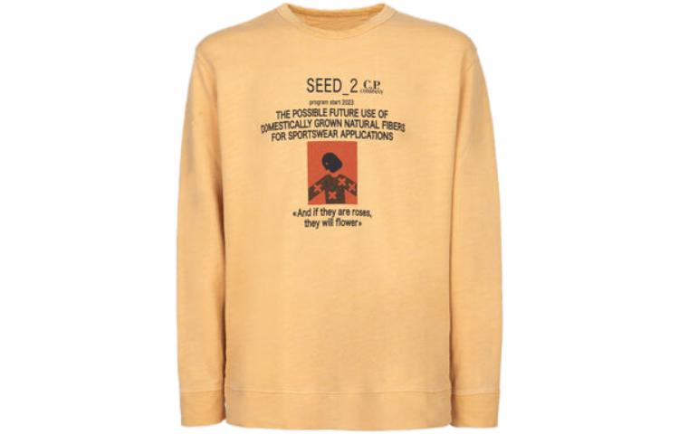 C.P. Company SS23 Graphic Print Long-Sleeve Crewneck Sweatshirt Yellow Men 14CMSS341A006529N425