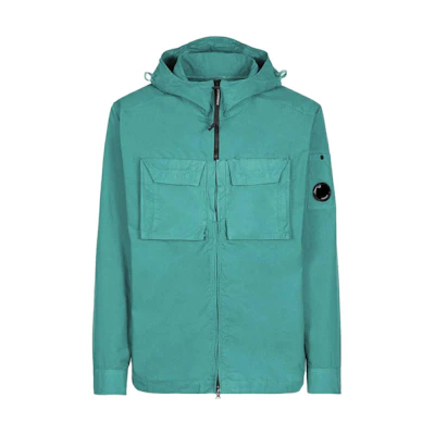 C.P. Company SS23 Green Full-Zip Hooded Jacket with Chest Pocket 14CMSH093A006069G673