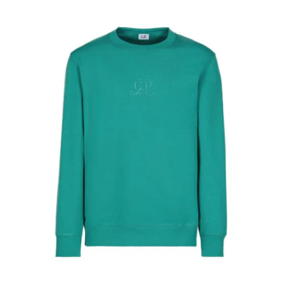 C.P. Company SS23 Green Logo Print Crewneck Sweatshirt for Men 14CMSS187A005086W673