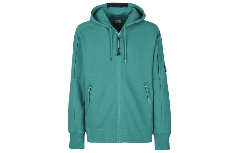 C.P. Company SS23 Green Logo Print Zip Hoodie Jacket for Men 14CMSS070A005086W673