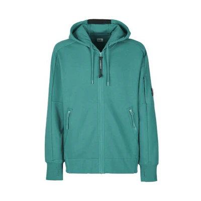 C.P. Company SS23 Green Logo Print Zip Hoodie Jacket for Men 14CMSS070A005086W673