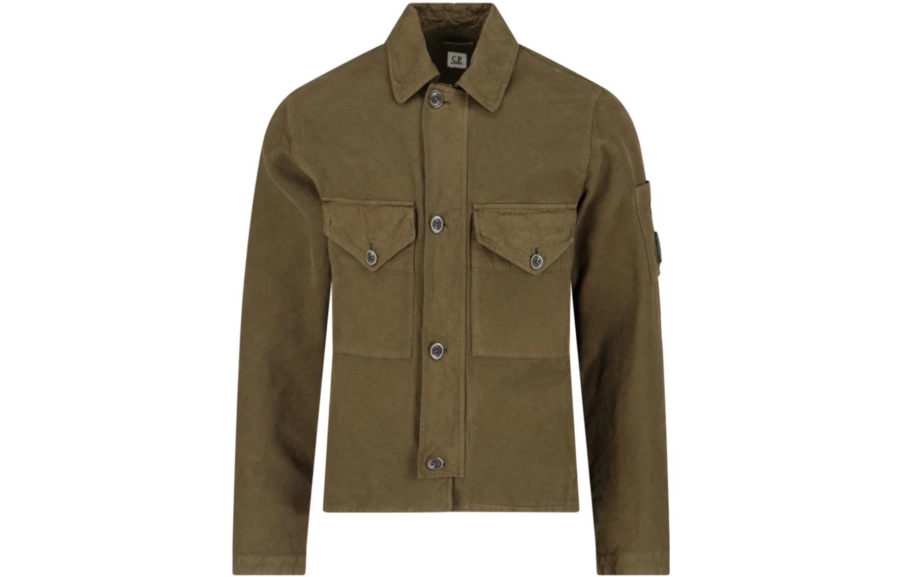 C.P. Company SS23 Green Single-Breasted Collar Jacket 14CMOS247A006354G683
