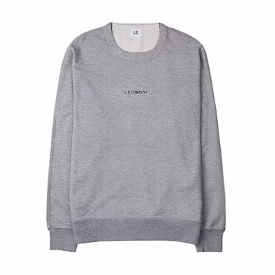 C.P. Company SS23 Grey Pullover Crewneck Sweatshirt with Logo Print () 14CMSS132A002246GM93