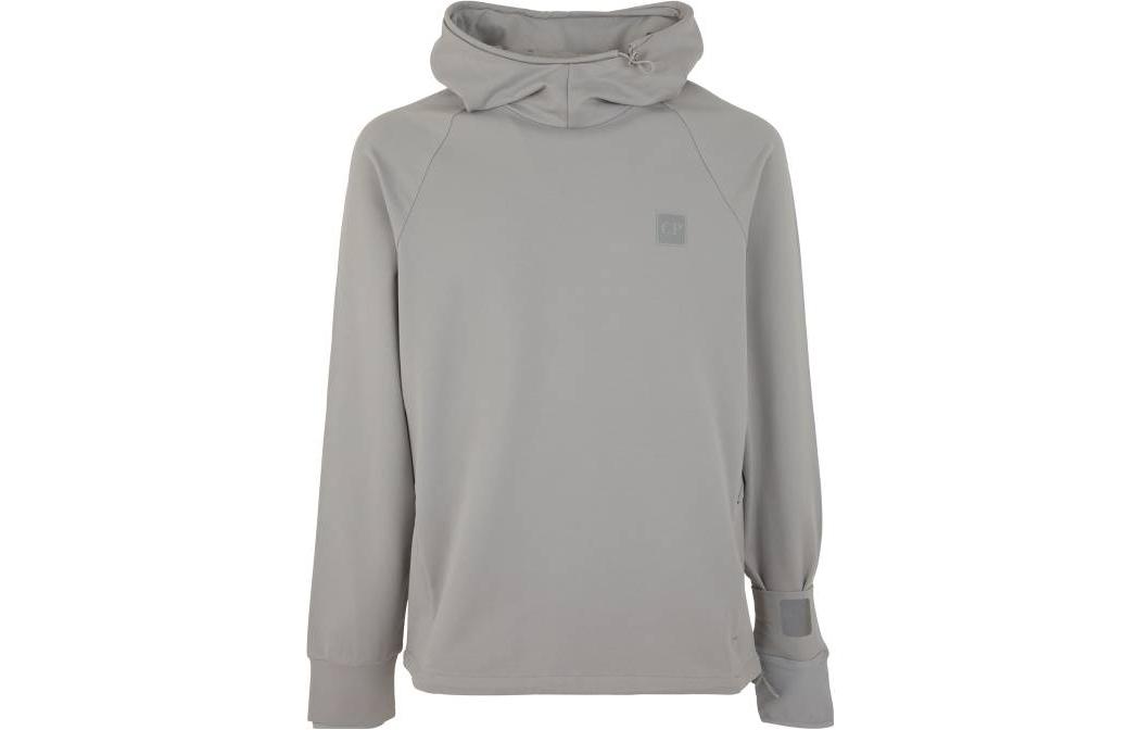 C.P. Company SS23 Grey Pullover Hoodie with Solid Logo Patch 14CMSS052A006452W805