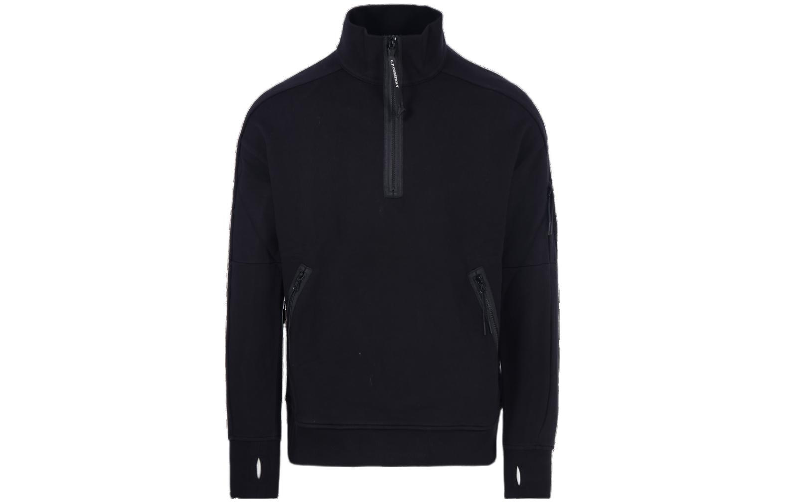 C.P. Company SS23 Half-Zip Pullover Sweatshirt Black Long Sleeve 14CMSS081A005086W999