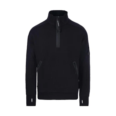 C.P. Company SS23 Half-Zip Pullover Sweatshirt Black Long Sleeve 14CMSS081A005086W999